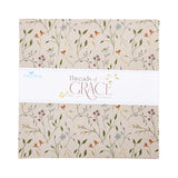 Threads of Grace 10-inch Stacker precut fabric bundle by Kassidy Grace for Riley Blake Designs, featuring 42 floral and patterned cotton squares stacked neatly.