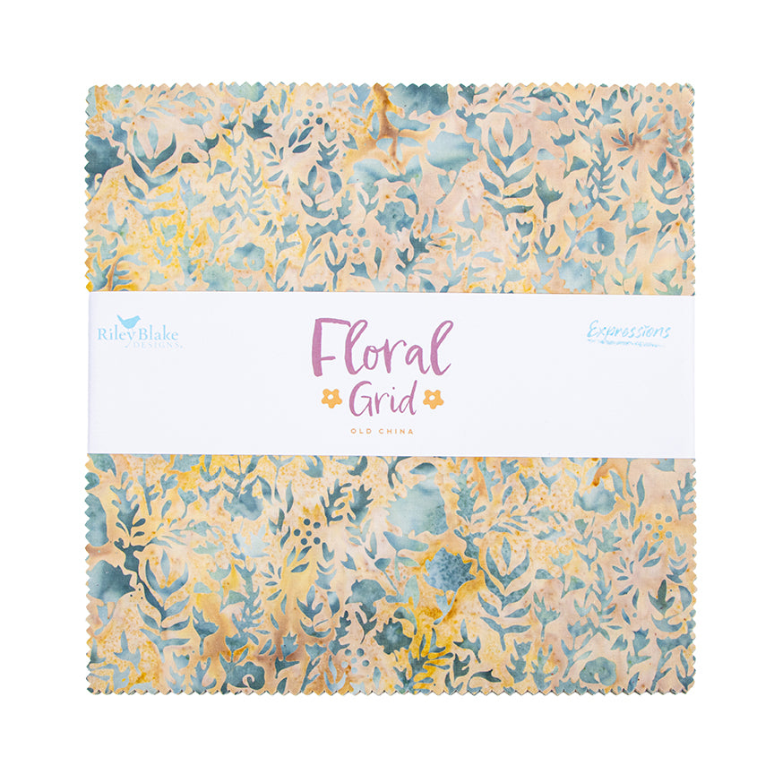 10" Stacker--Floral Grid - Old China Expressions Batiks by Riley Blake Designs SKU 10-23465B-42