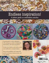 Back cover of Sharon Boggon’s Creative Stitches for Contemporary Embroidery book.