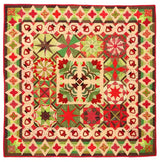 Sample page of Hand Sewing book by Becky Goldsmith showing close-up hand stitching and a Christmas-themed fabric project.