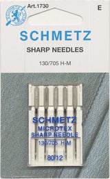 Schmetz Microtex (Sharp) 80/12 Sewing Machine Needles 5-Pack - 2 Sizes