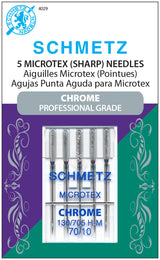 Schmetz Microtex (Sharp) 80/12 Sewing Machine Needles 5-Pack - 2 Sizes