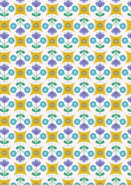 Lewis & Irene Flower Child Fab Floral Circles on Yellow SKU A438.1