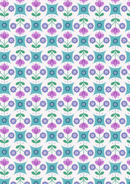 Lewis & Irene Flower Child Fab Floral Circles on Blue SKU A438.2