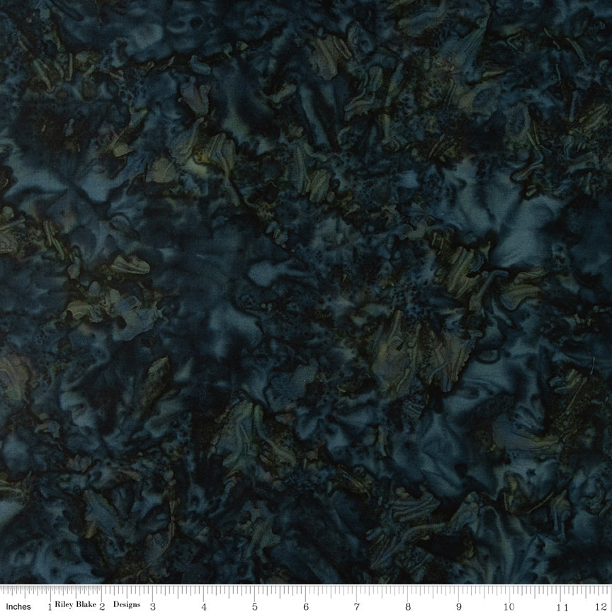 Color Play Mottled Rainstorm BT21500-308 blue black mottled batik fabric by Riley Blake Designs