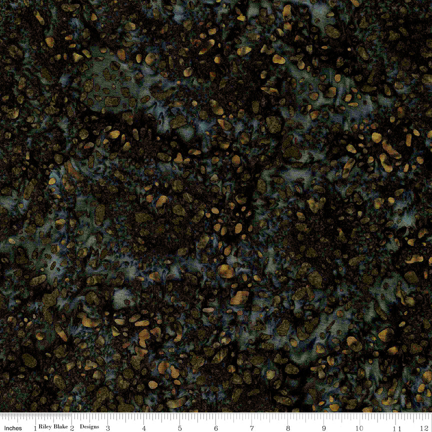 Terrazzo Dark Insignia BT21800-159 batik fabric by Riley Blake Designs with ruler showing print scale