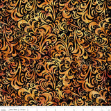 Twirl & Swirl Alani BT21900-248 batik fabric by Riley Blake Designs with ruler showing print scale