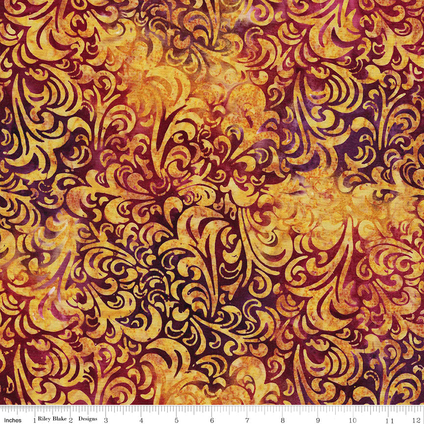 Twirl & Swirl Bright Future BT21900-269 batik fabric by Riley Blake Designs with ruler showing print scale