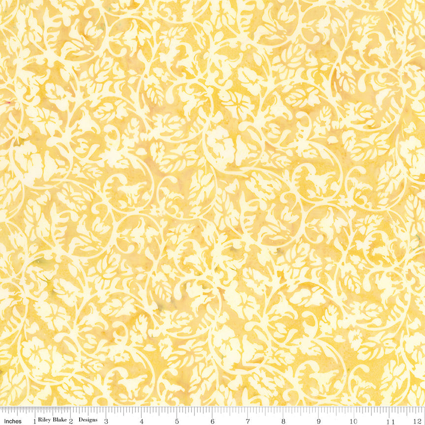 Expressions Batiks by Riley Blake Designs, Tjaps Landscape Floreale - BT23213-262-Yellow Cream