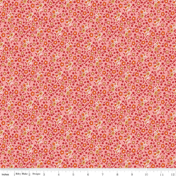 Autumn Coral Bouquet Yardage by Lori Holt of Bee in My Bonnet SKU# C14656-CORAL