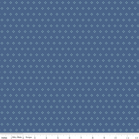 Autumn Denim Stitch Yardage by Lori Holt of Bee in My Bonnet SKU# C14658-DENIM