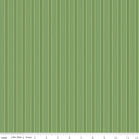 Autumn Basil Stripe Yardage by Lori Holt of Bee in My Bonnet SKU# C14665-BASIL