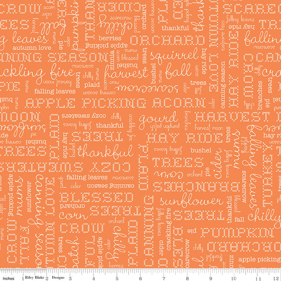 Autumn Pumpkin Words Yardage by Lori Holt of Bee in My Bonnet SKU# C14667-PUMPKIN