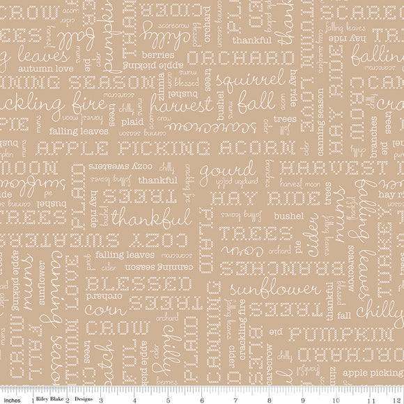 Autumn Tea Dye Words Yardage by Lori Holt of Bee in My Bonnet SKU# C14667-TEADYE