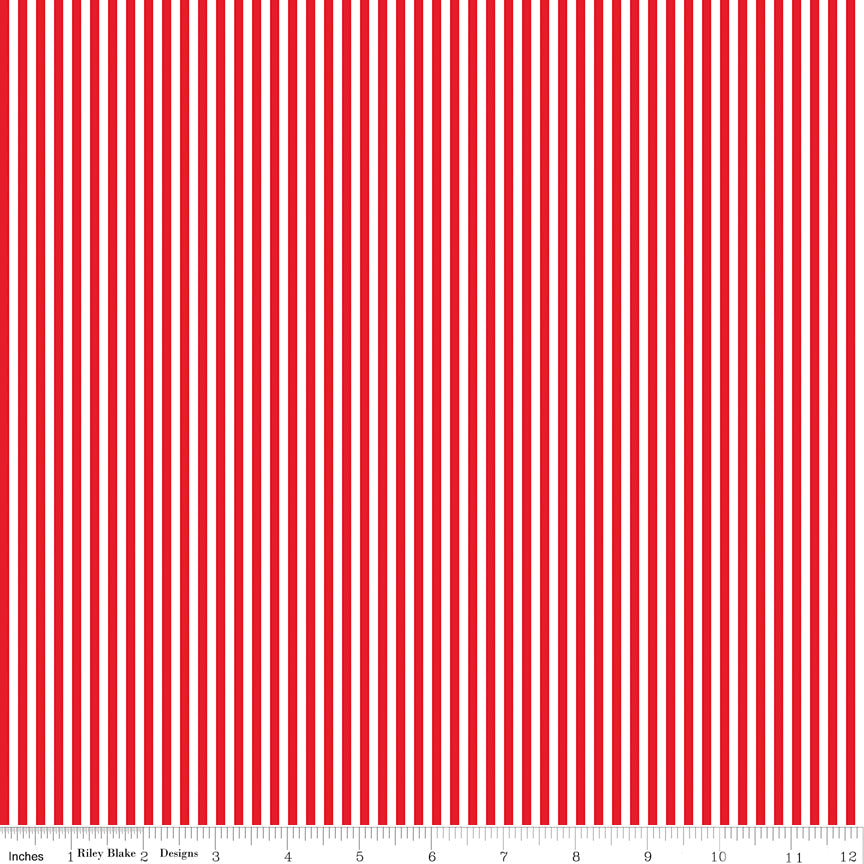 Riley Blake C495-RED 1/8" Stripe Fabric