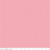 Riley Blake Designs C500-Sugar Pink fabric showing thin 1/8 inch tone-on-tone light pink vertical stripes.