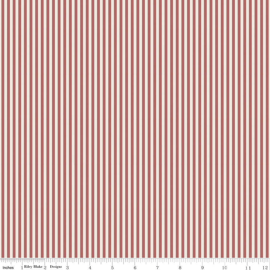 Riley Blake C505-CanyonRose on Ivory 1/8" Stripe Cotton Fabric