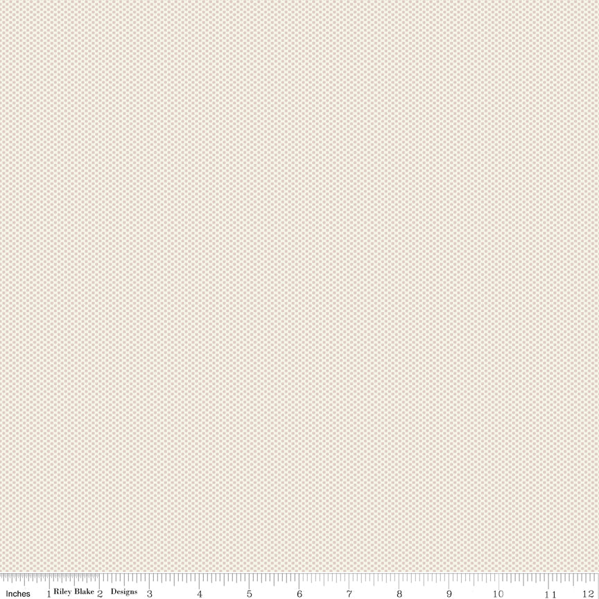 Riley Blake Designs C805-Stone fabric featuring a tiny white micro dot pattern on a warm grey or stone-colored background.