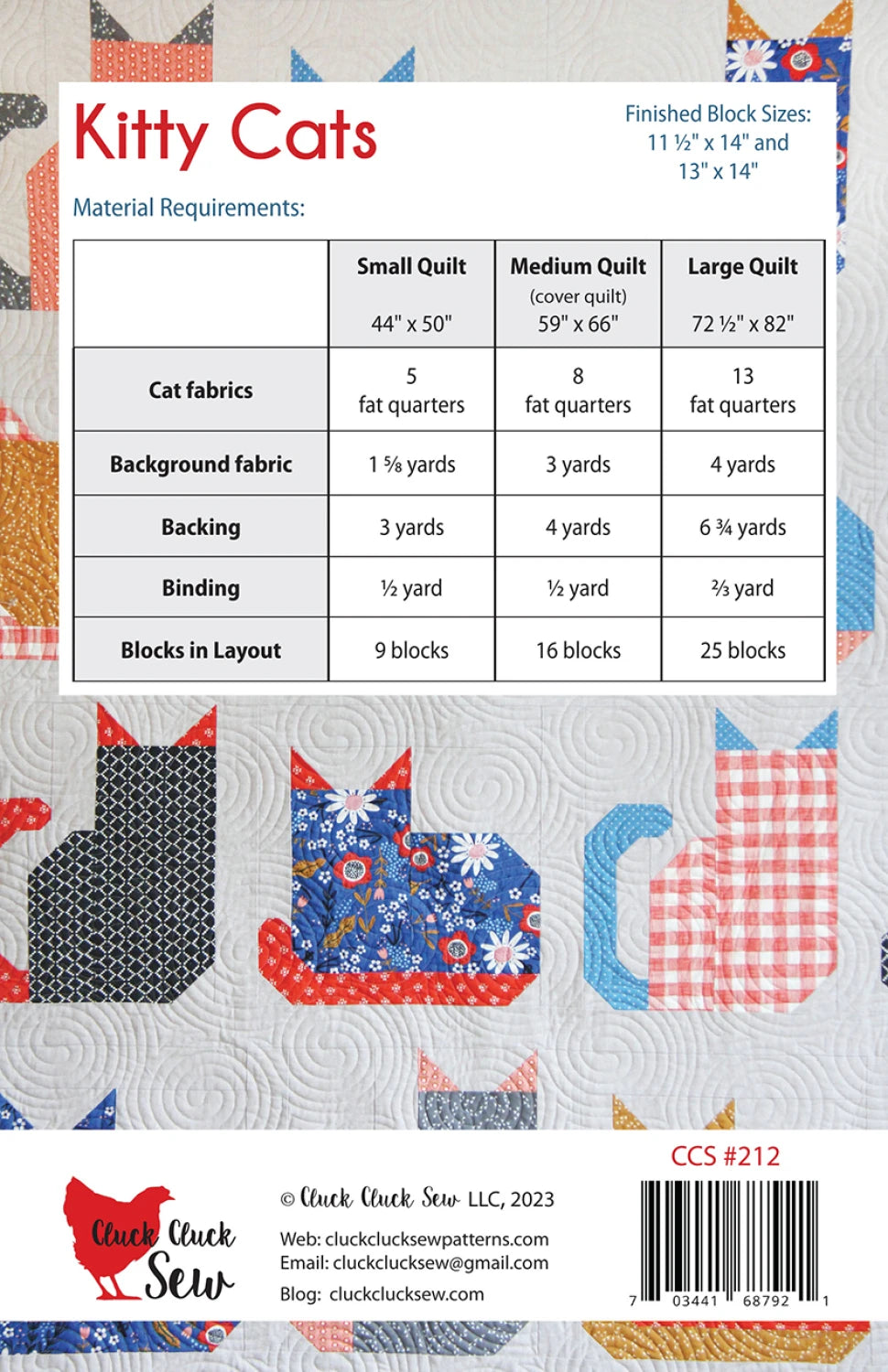 Kitty Cats Quilt Pattern by Cluck Cluck Sew SKU CCS212