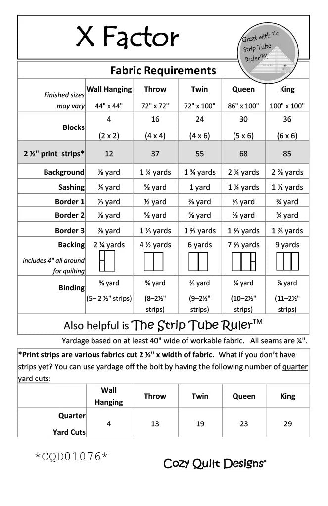 Cozy Quilt Designs X Factor Pattern