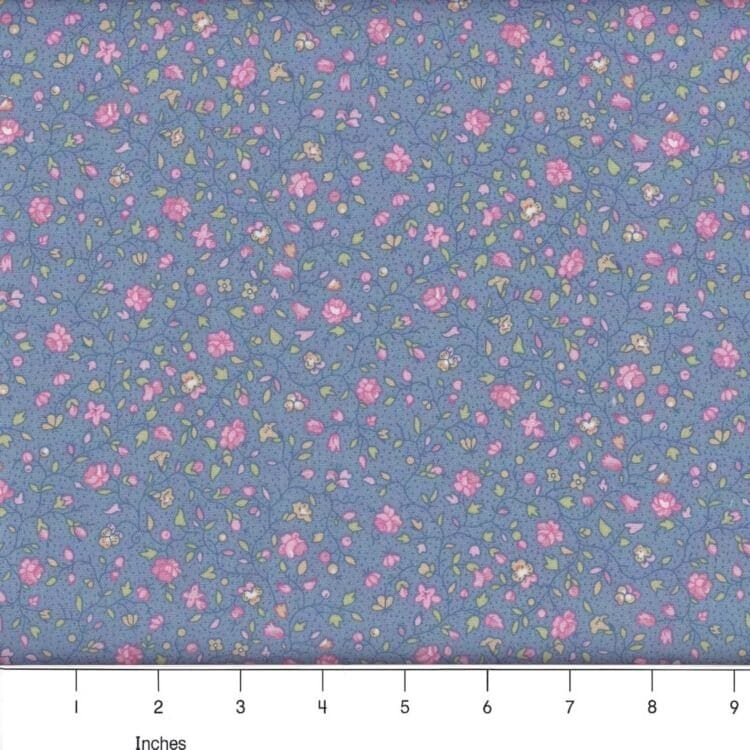 Country Floral 01-Blue Quilting Cotton - 100% Cotton