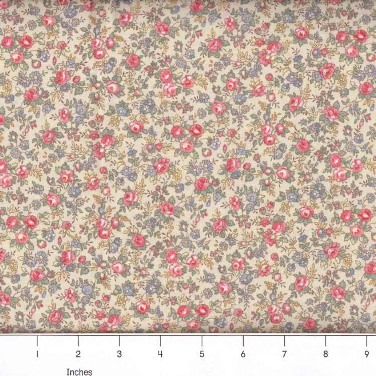 Country Floral 03-Cream Quilting Cotton - 100% Cotton