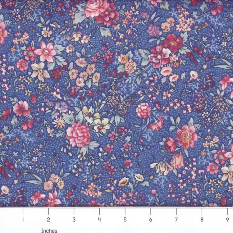 Country Floral 09-Blue Quilting Cotton - 100% Cotton