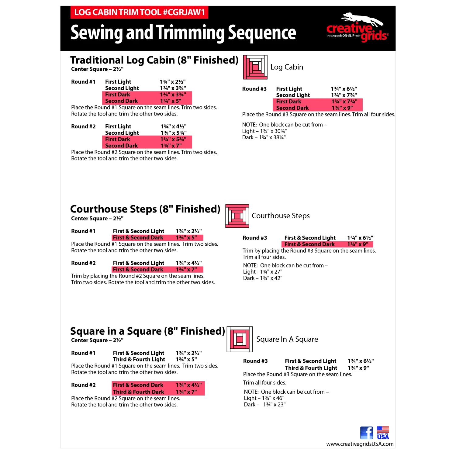 Creative Grids® 8" Log Cabin Trim Tool