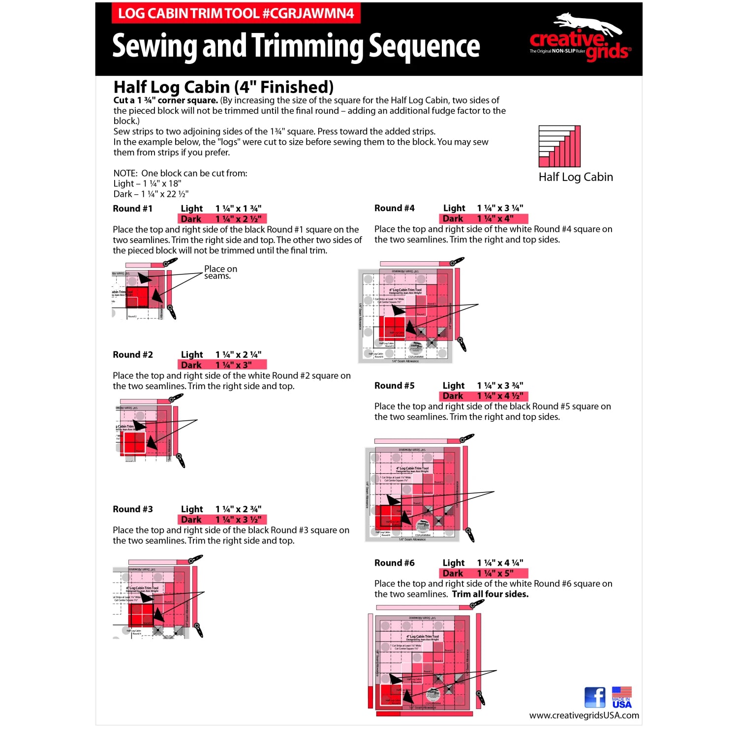 Creative Grids® 4" Log Cabin Trim Tool