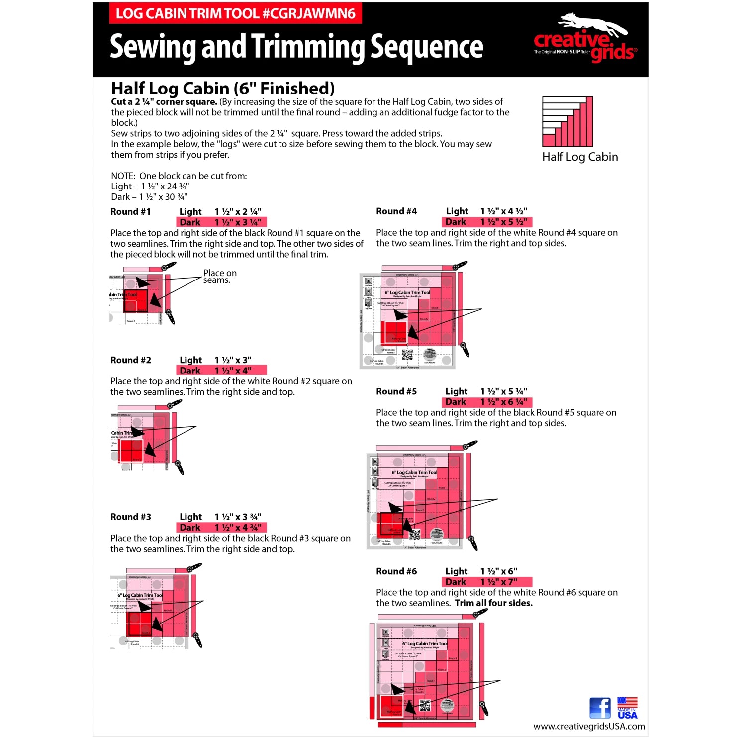 Creative Grids® 6" Log Cabin Trim Tool