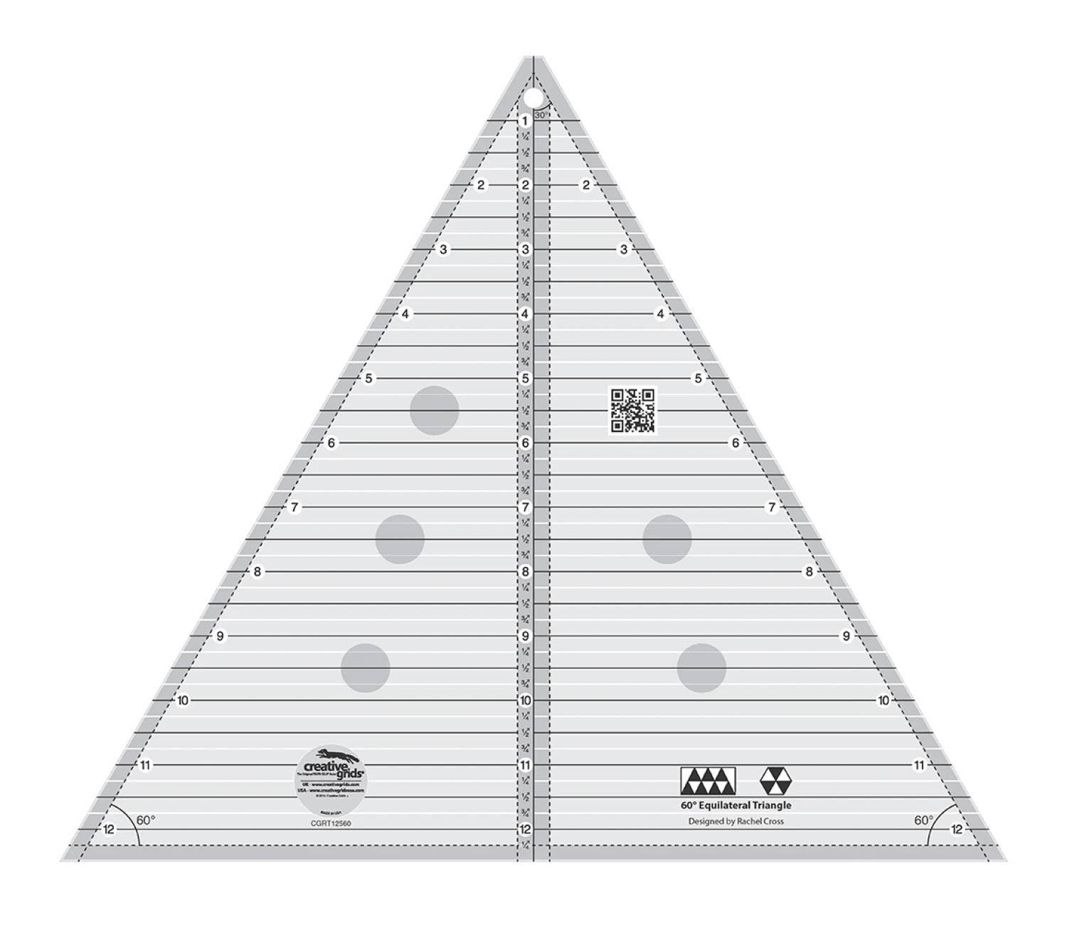 Creative Grids® 60-degree Triangle - Up to 12" Finished - SKU CGRT12560