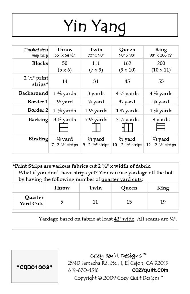 Cozy Quilt Designs Yin Yang Pattern