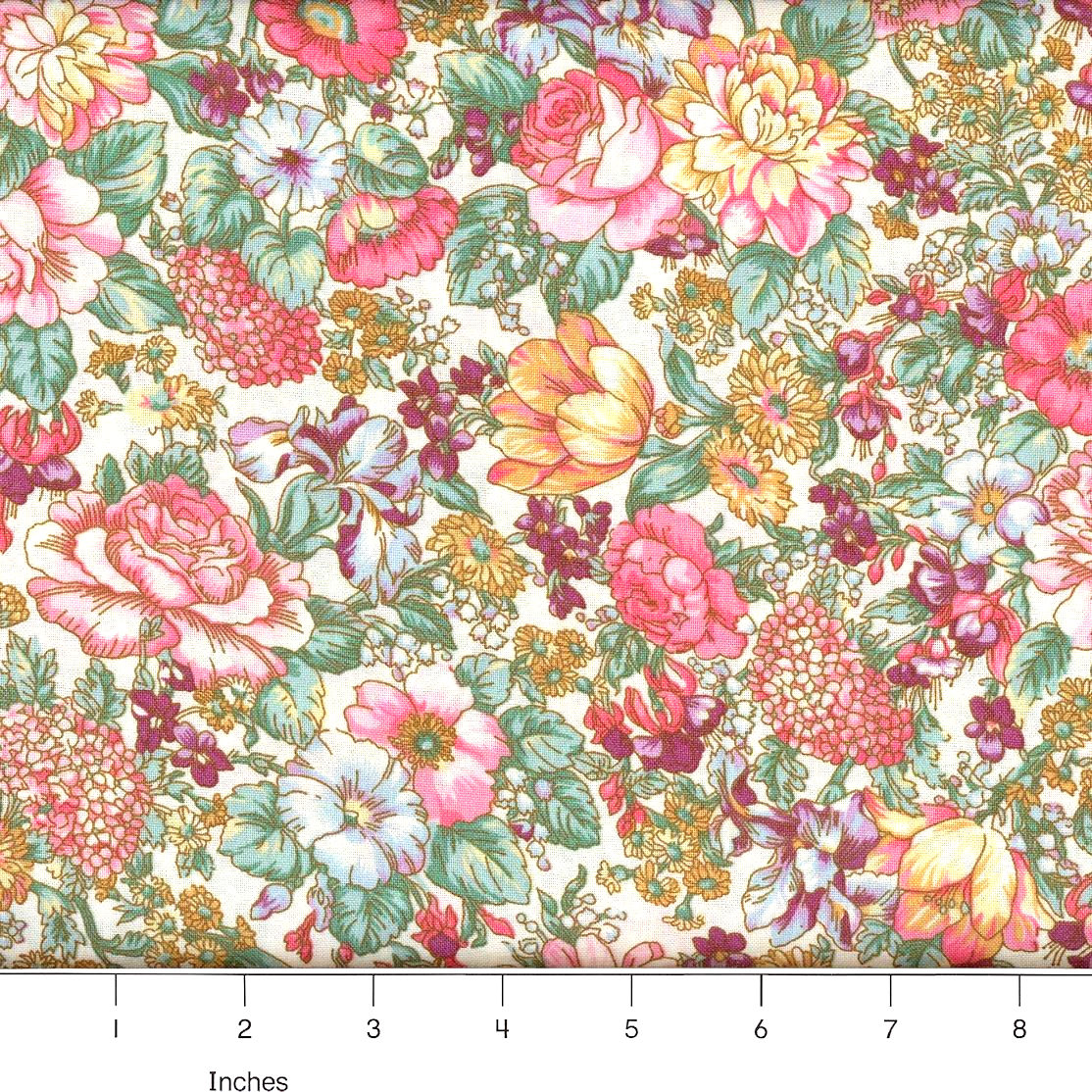 Country Floral 15-Cream Quilting Cotton - 100% Cotton