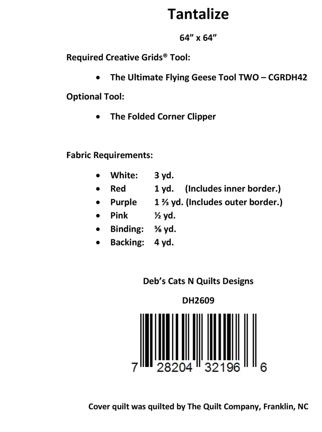 Tantalize Quilt Pattern by Deb Heatherly (DH2609)