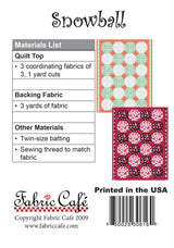 Snowball 3-Yard Quilt Pattern by Donna Robertson SKU FC090931-01