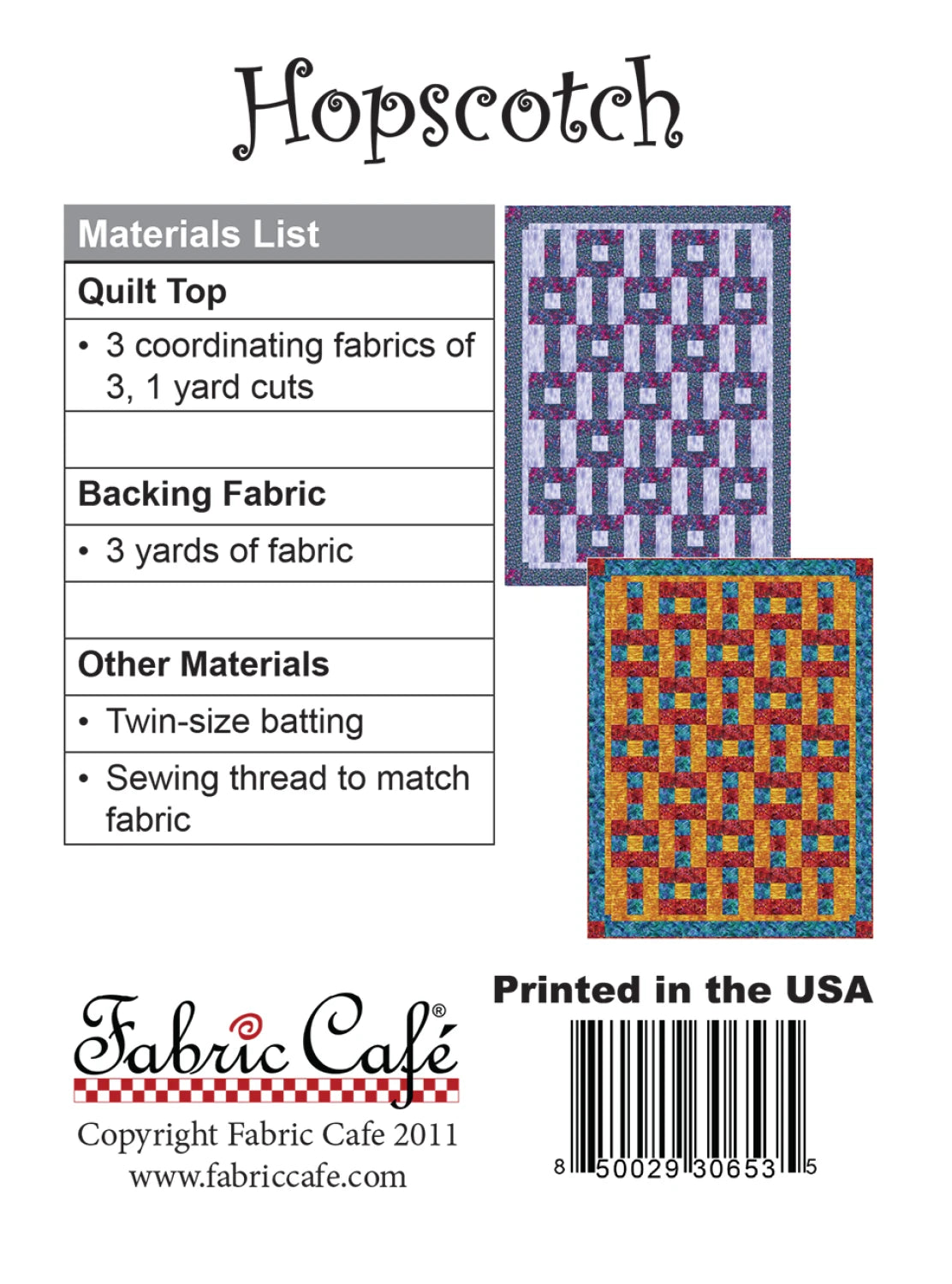 Hopscotch 3-Yard Quilt Pattern by Donna Robertson SKU FC091026-01