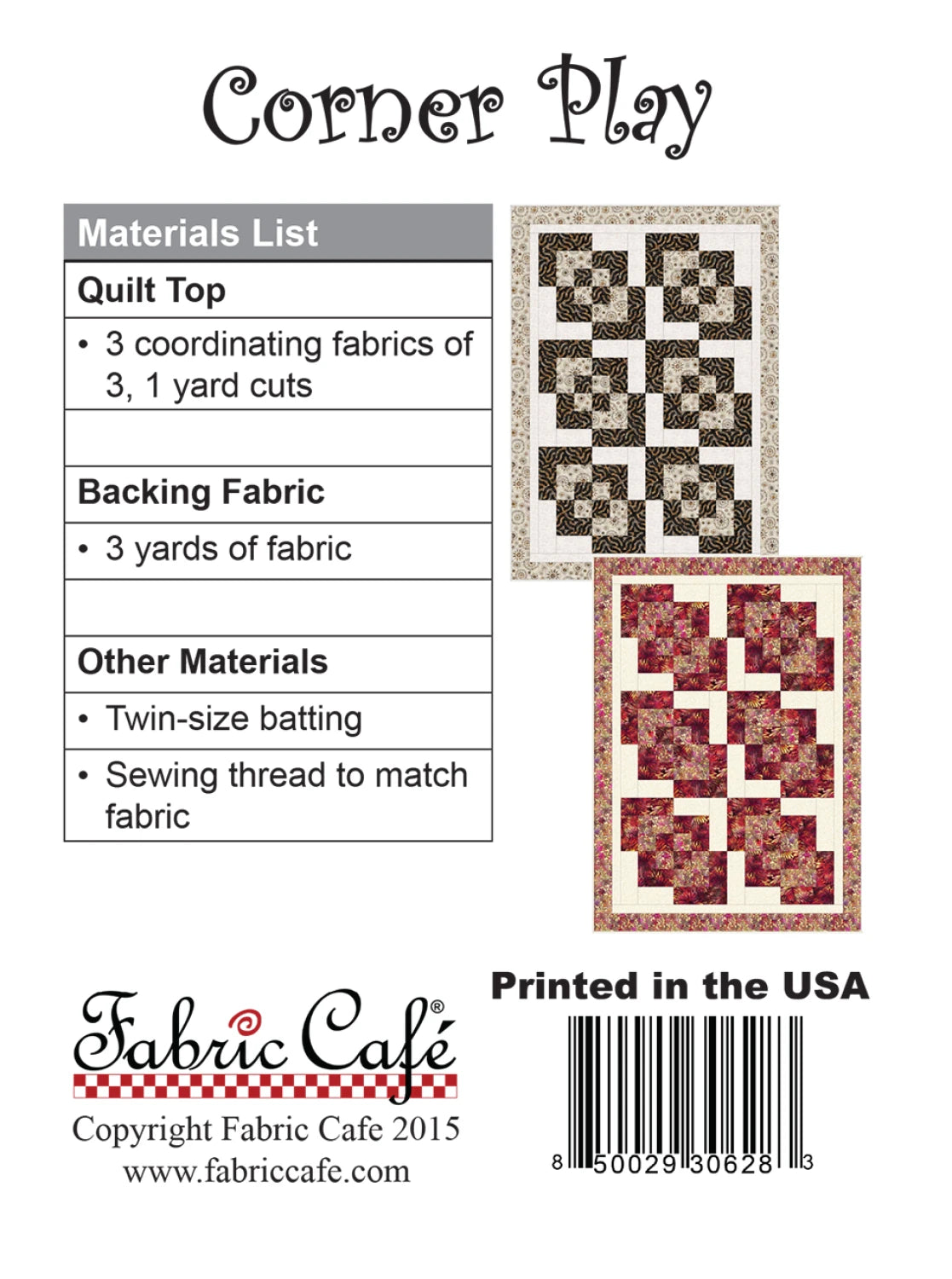 Corner Play 3-Yard Quilt Pattern by Donna Robertson SKU FC091520-01
