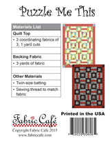 Puzzle Me This 3-Yard Quilt Pattern by Donna Robertson SKU FC091535-01