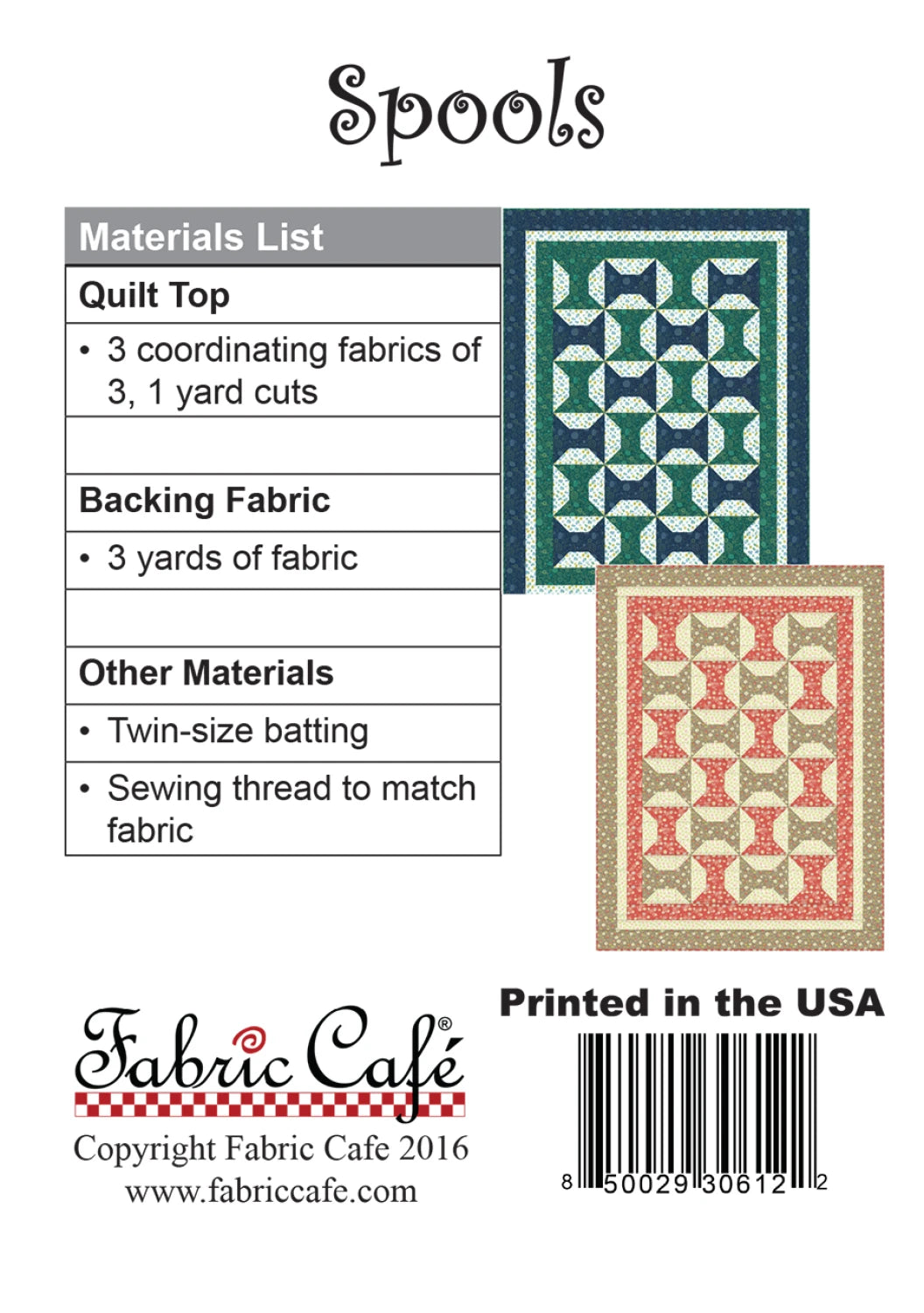 Spools 3-Yard Quilt Pattern by Donna Robertson SKU FC091621-01