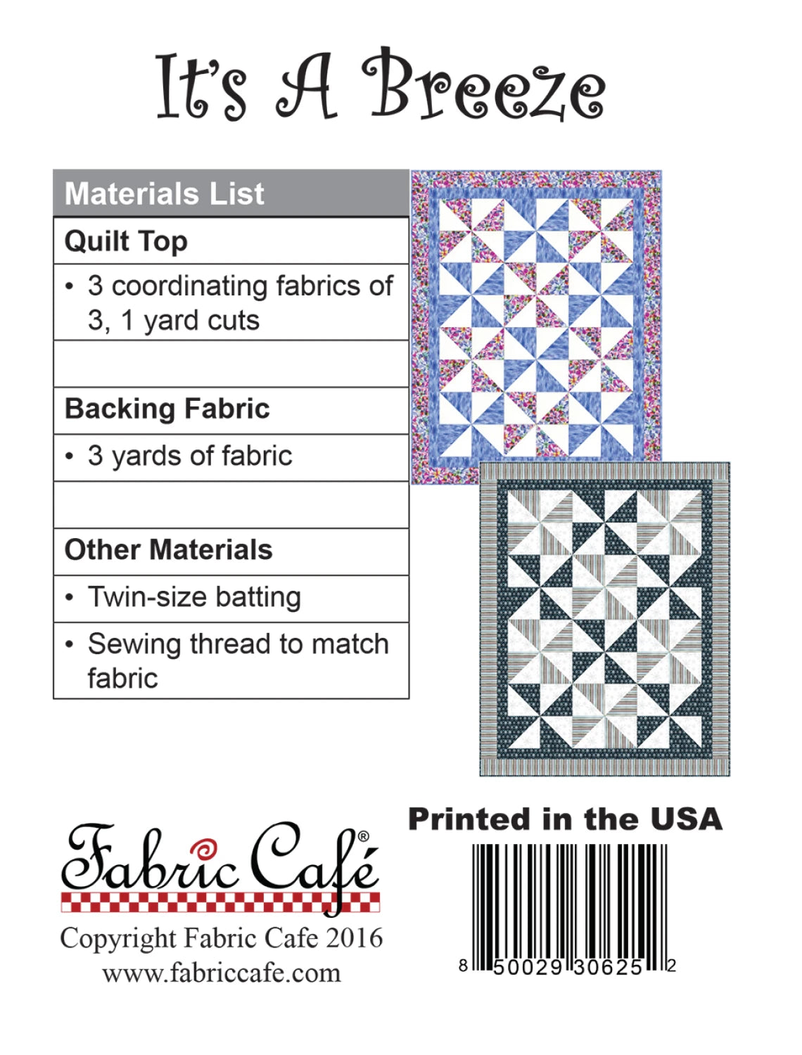 It's A Breeze 3-Yard Quilt Pattern by Donna Robertson SKU FC091826-01