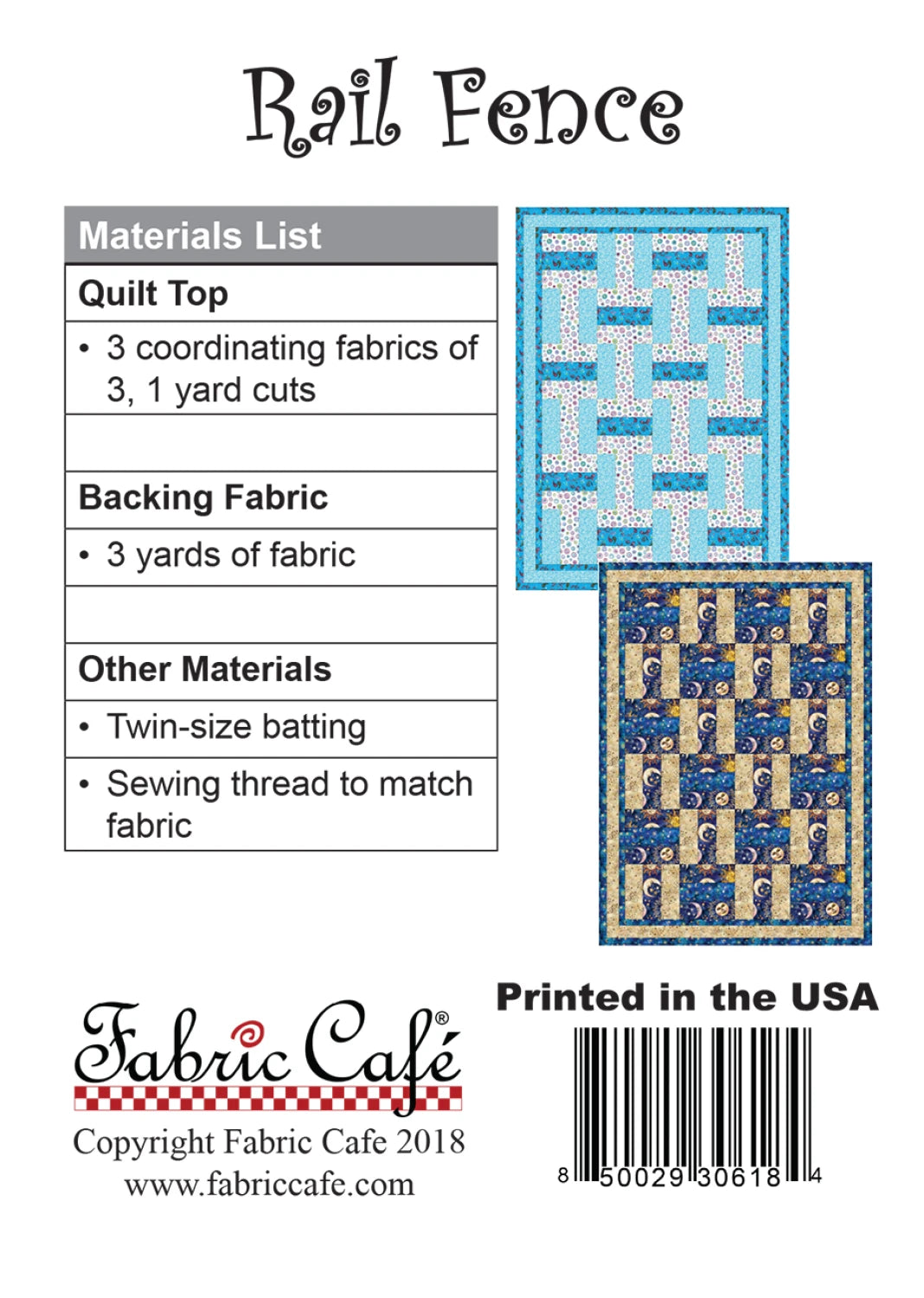 Rail Fence 3-Yard Quilt Pattern by Donna Robertson SKU FC091828-01