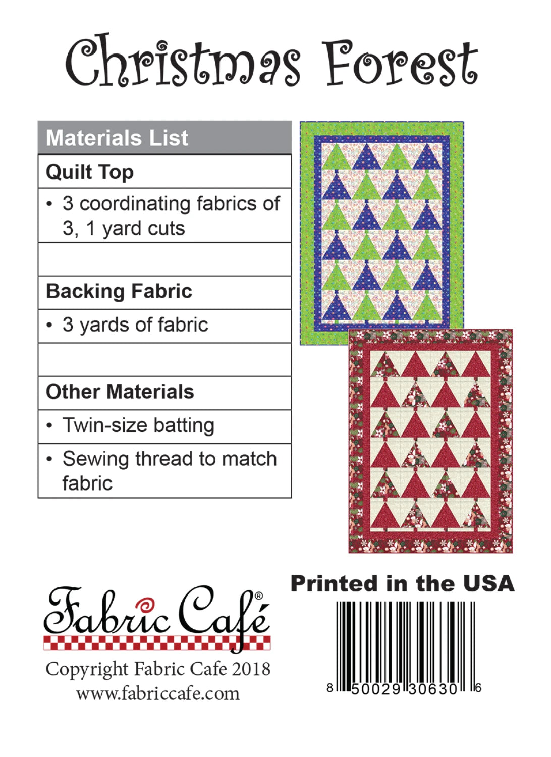 Christmas Forest 3-Yard Quilt Pattern by Donna Robertson SKU FC091830-01