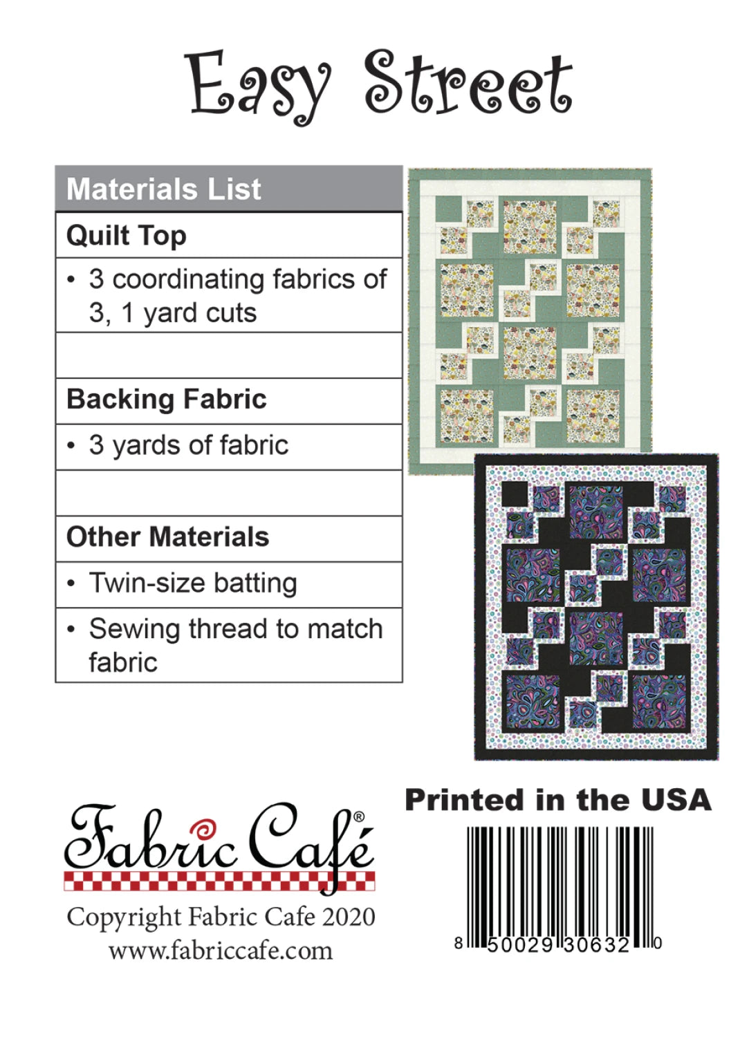 Easy Street 3-Yard Quilt Pattern by Donna Robertson SKU FC092023-01