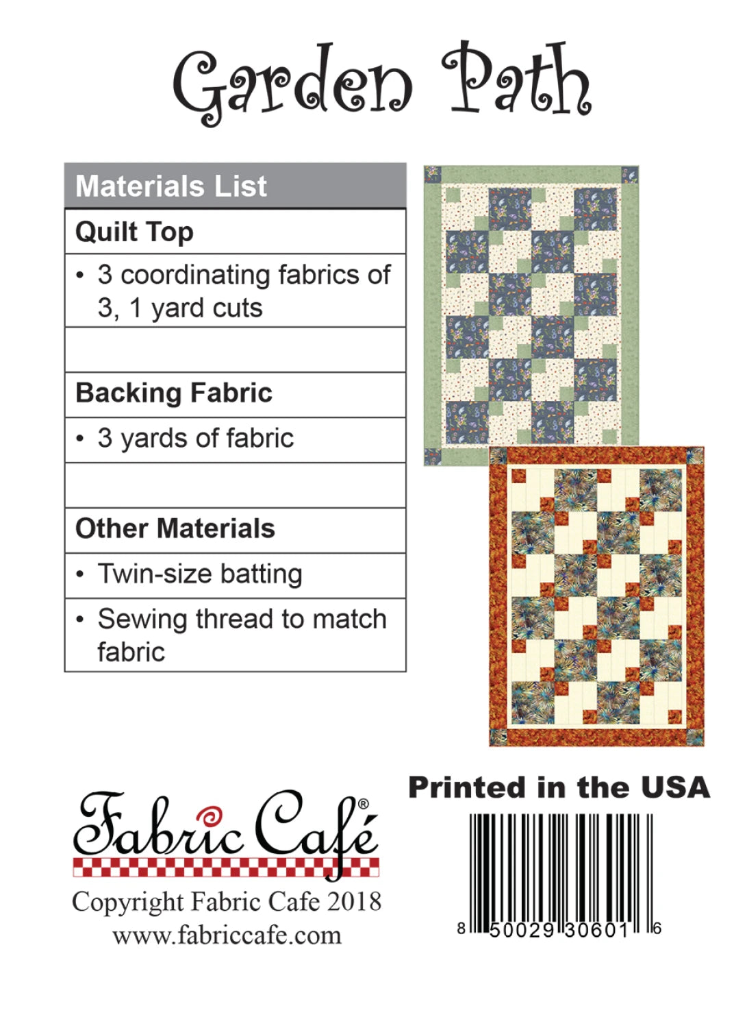 Garden Path 3-Yard Quilt Pattern by Donna Robertson SKU FC092125-01