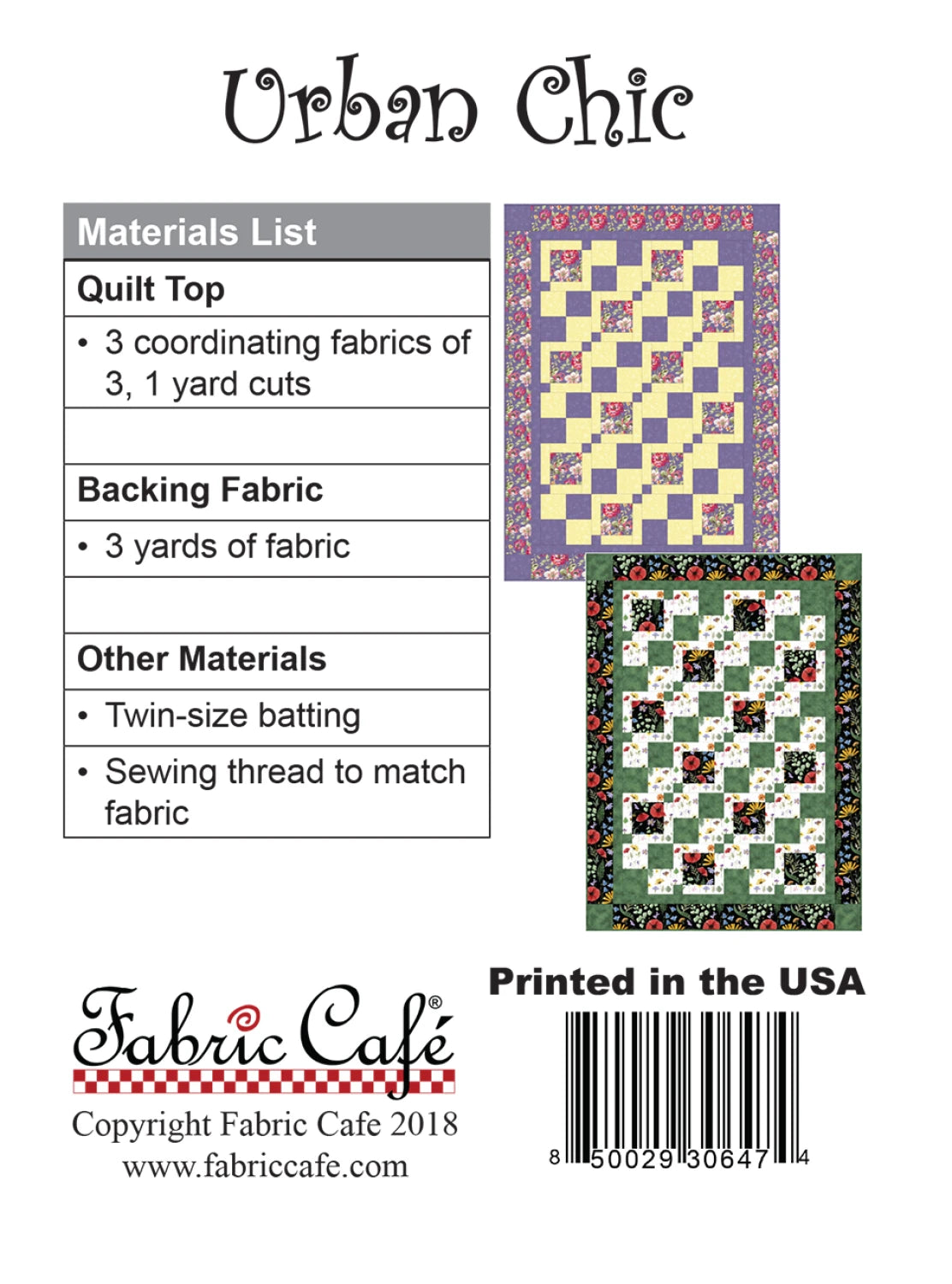 Urban Chic 3-Yard Quilt Pattern by Donna Robertson SKU FC092127-01