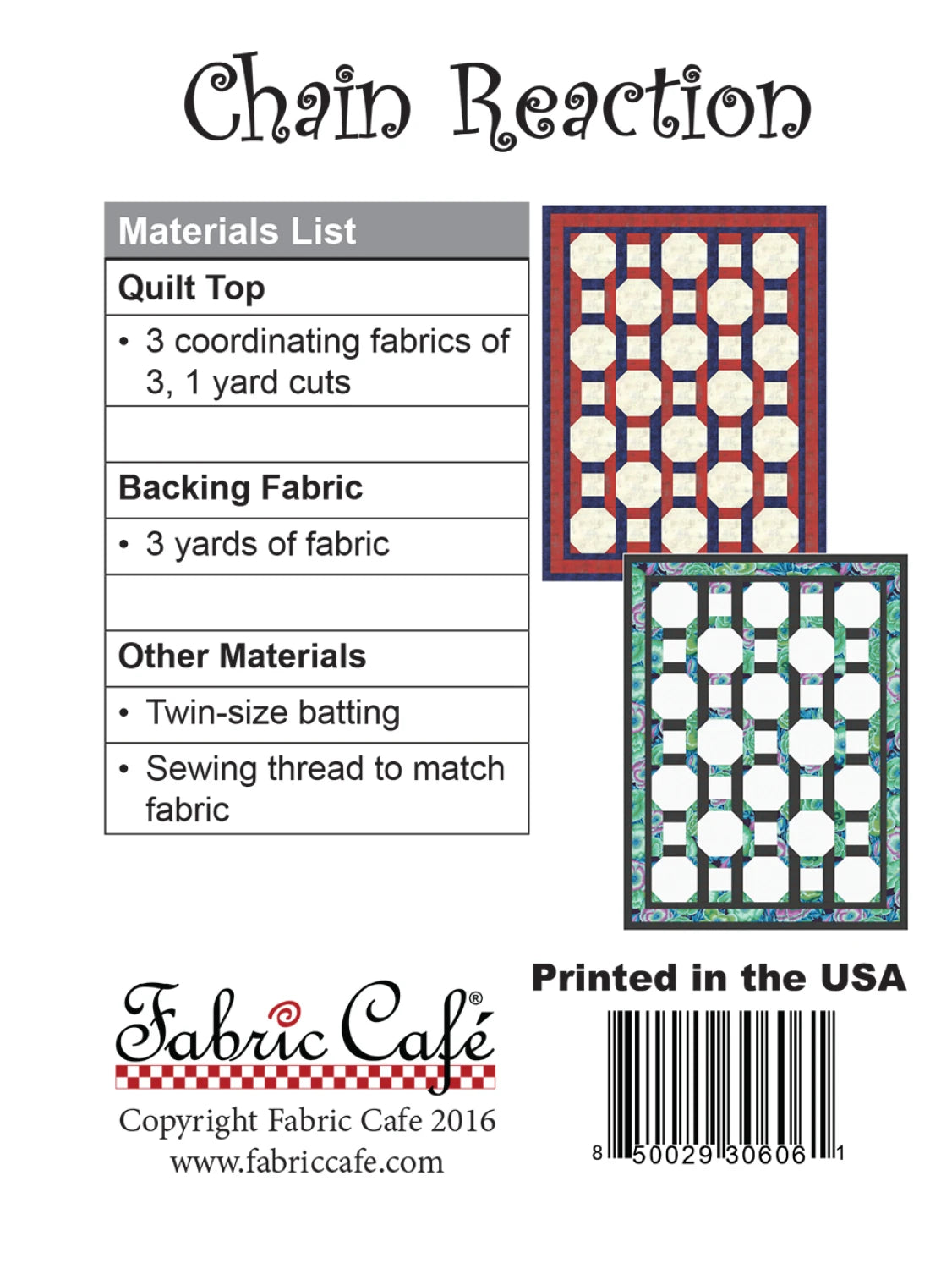 Chain Reaction 3-Yard Quilt Pattern by Donna Robertson SKU FC092130-01