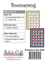 Boomerang 3-Yard Quilt Pattern by Donna Robertson SKU FC092131-01