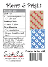 Merry & Bright 3-Yard Quilt Pattern by Donna Robertson SKU FC092323-01