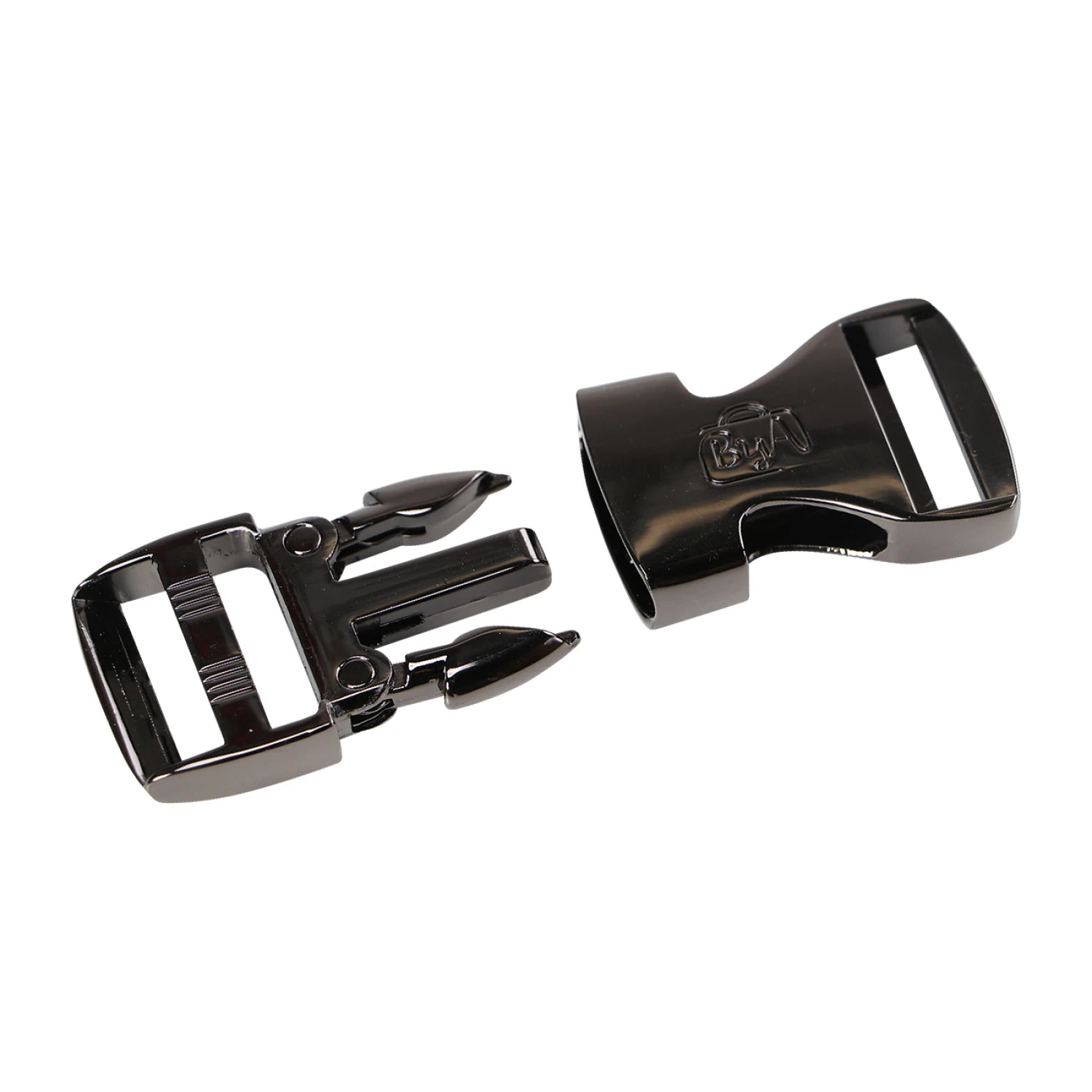 ByAnnie 1 inch side release buckle in black metal for bag making - open