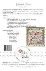 Fabric requirements for Harvest Home quilt pattern by Jill Finley of Jillily Studio.